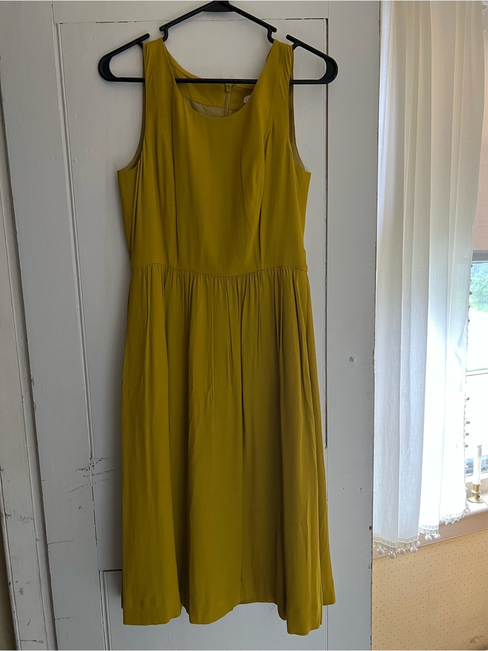 J. Crew Mustard Yellow Sleeveless Midi Dress